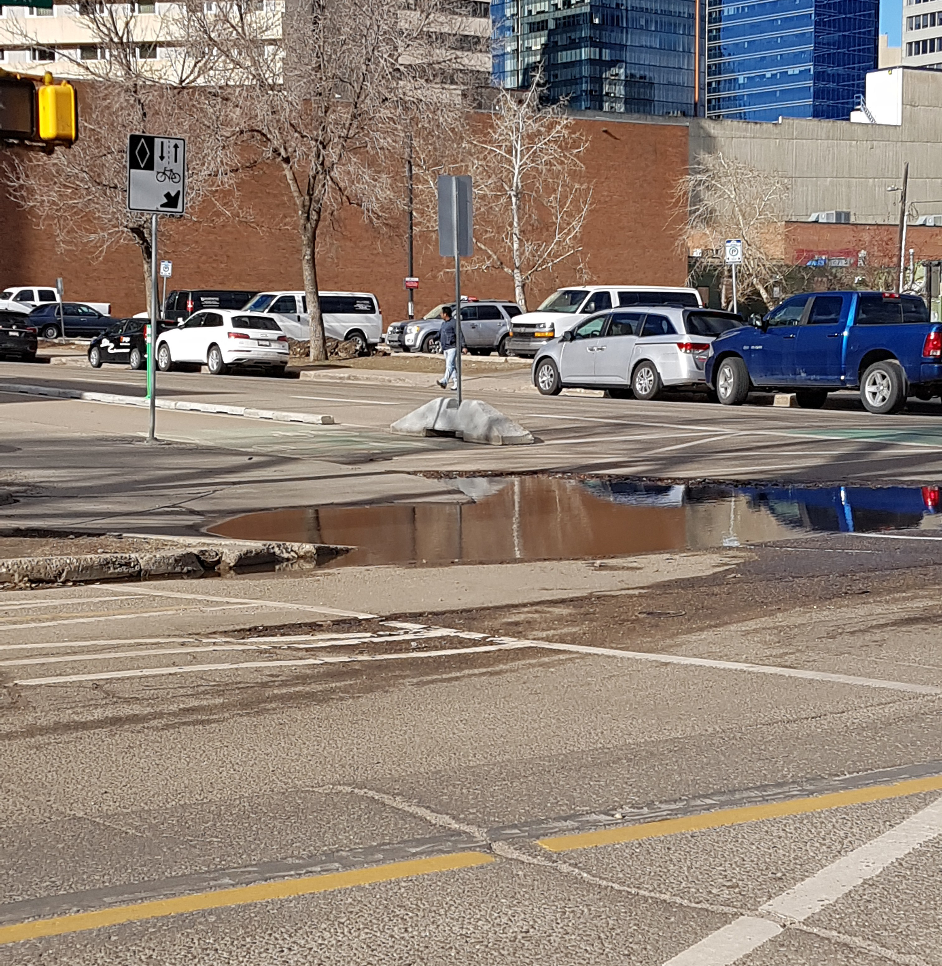 24 hours later, intersection is still flooded